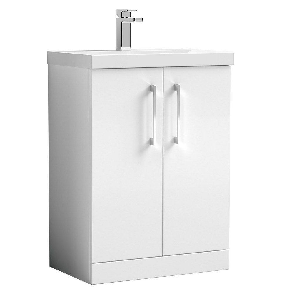 Nuie Arno 600mm White Floor Standing Vanity Unit with Basin
