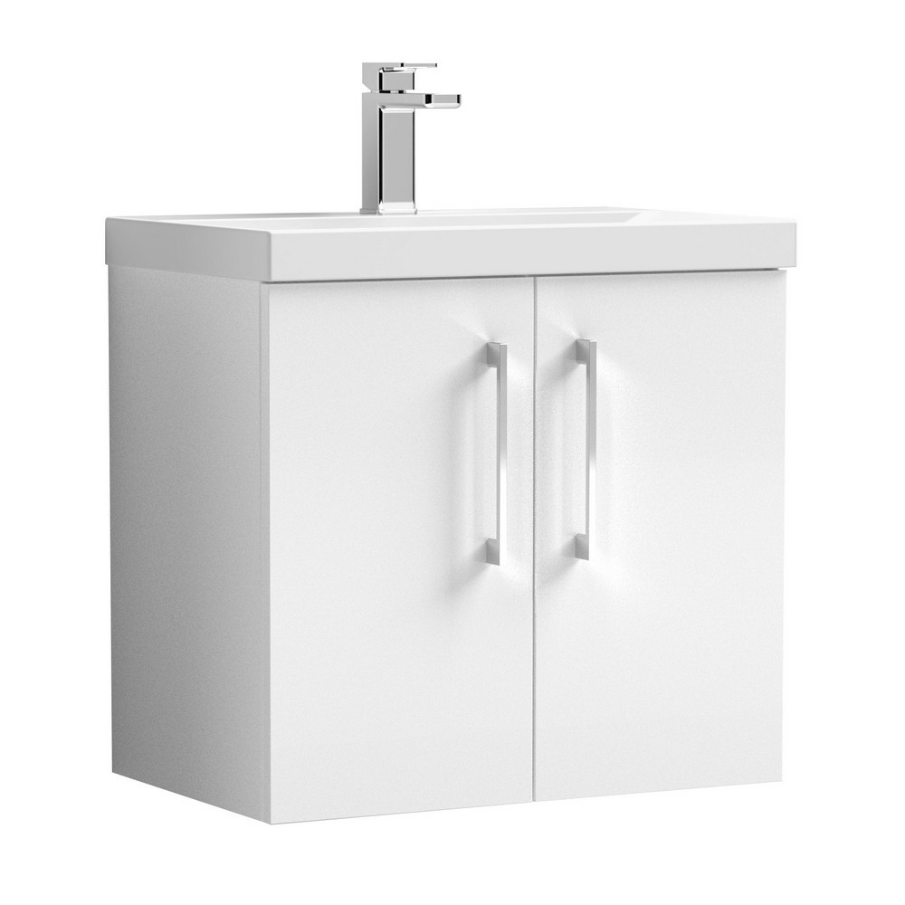 Nuie Arno 600mm White Wall Hung Vanity Unit with Basin
