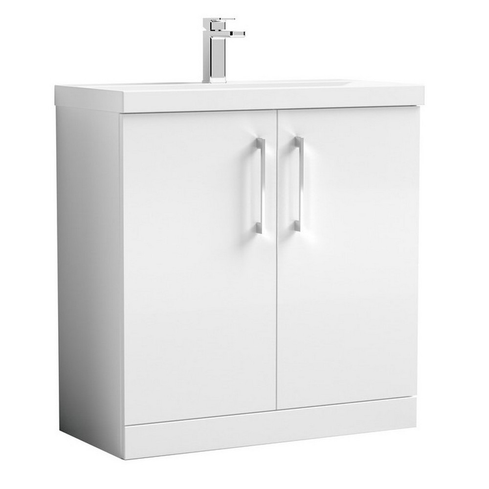 Nuie Arno 800mm Gloss White Floor Standing Vanity Unit with Two Doors and Basin
