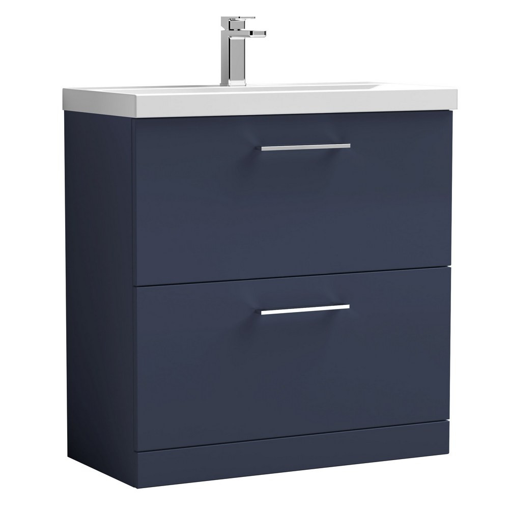 Nuie Arno 800mm Midnight Blue Blue Floor Standing Vanity Unit with Two Drawers (1)