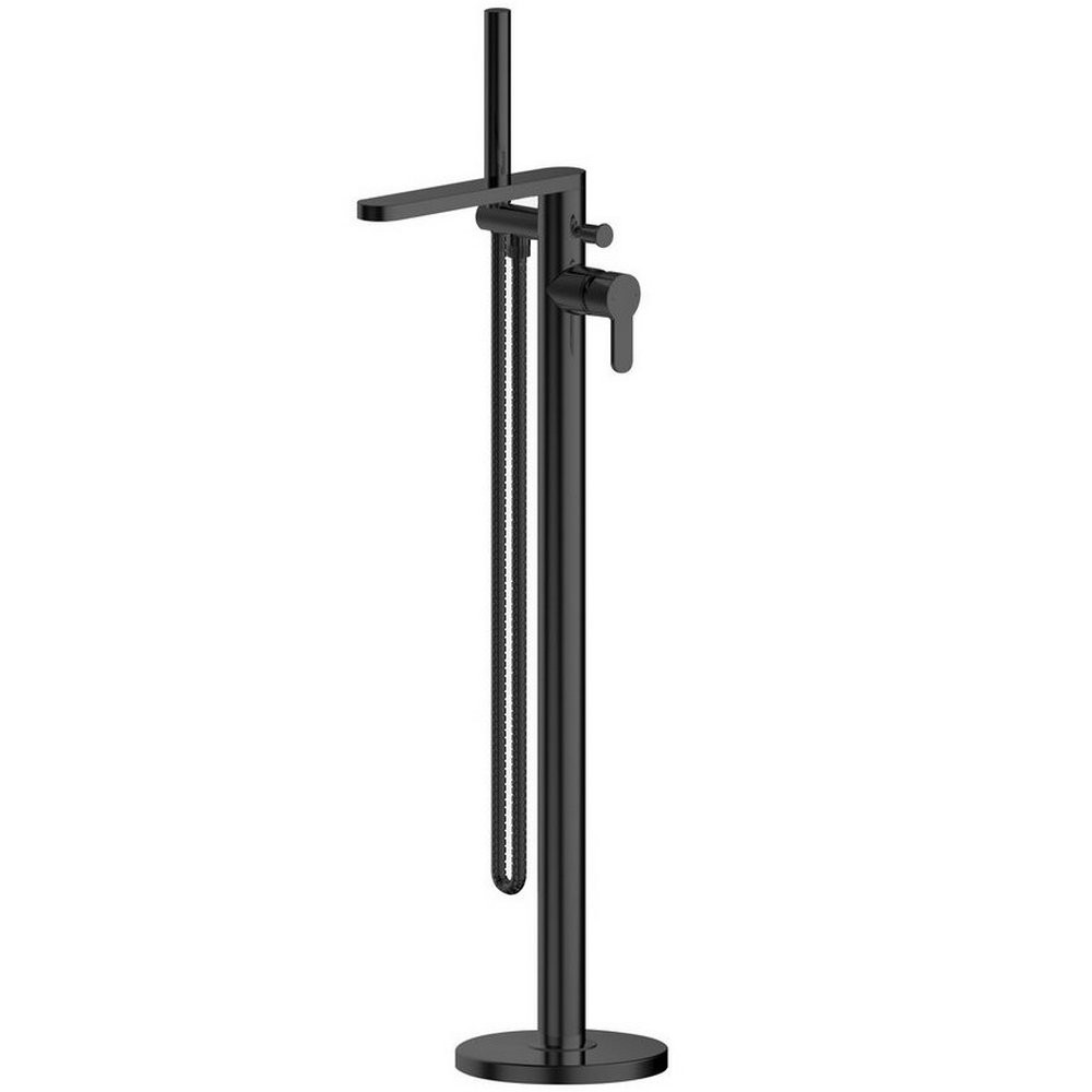 Nuie Arvan Black Bath Shower Mixer Freestanding with Kit
