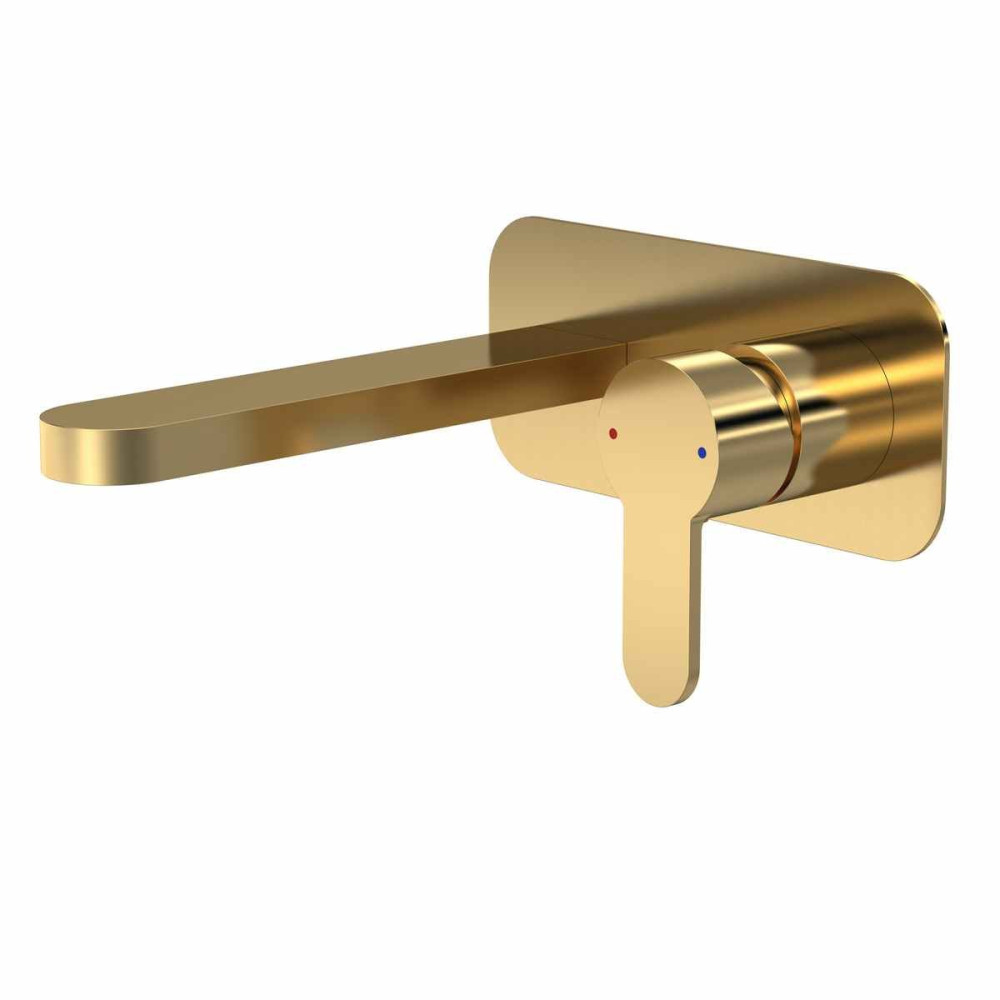 Nuie Arvan Brushed Brass 2TH Basin Mixer Wall Mounted