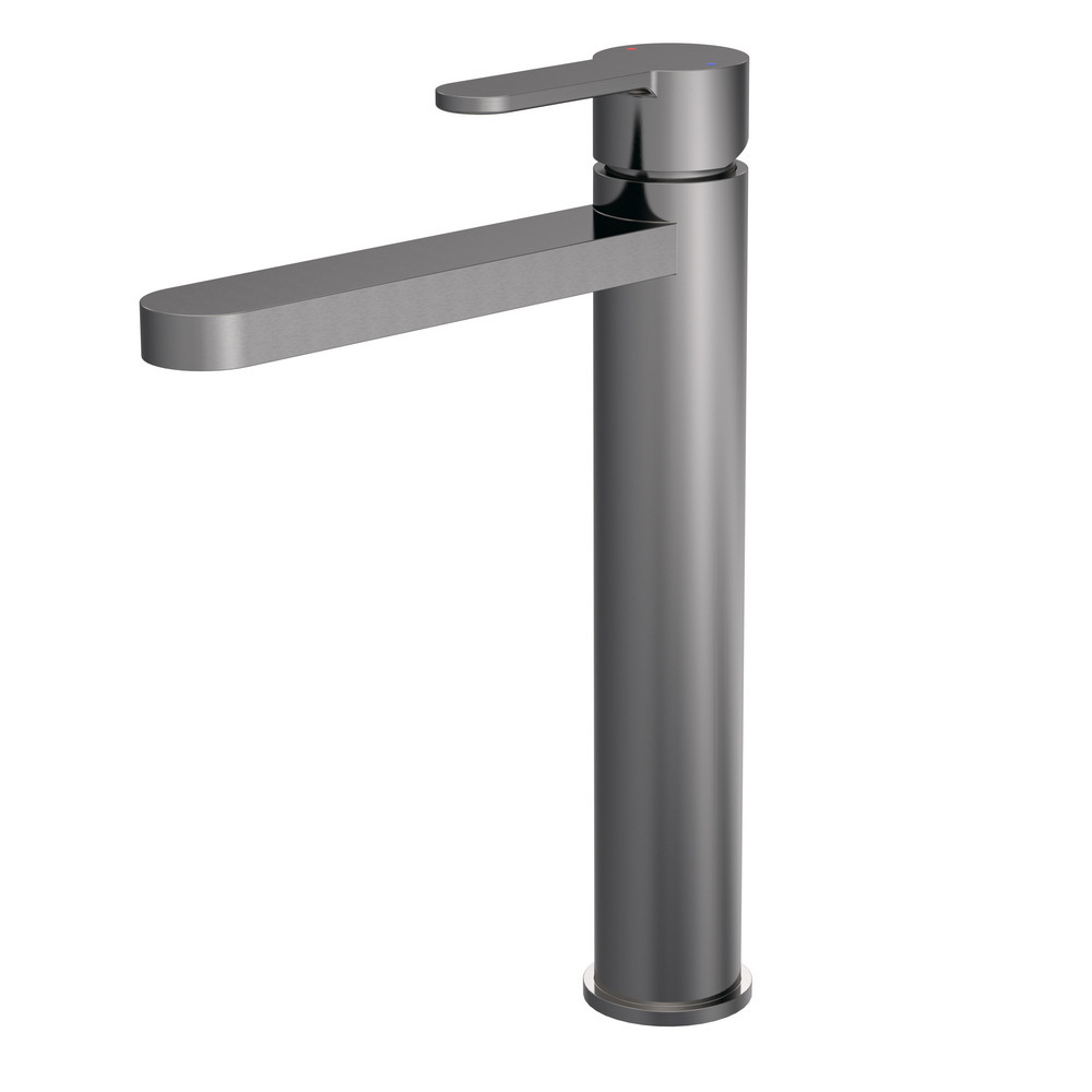Nuie Arvan Brushed Gunmetal High Rise Basin Mixer (1)