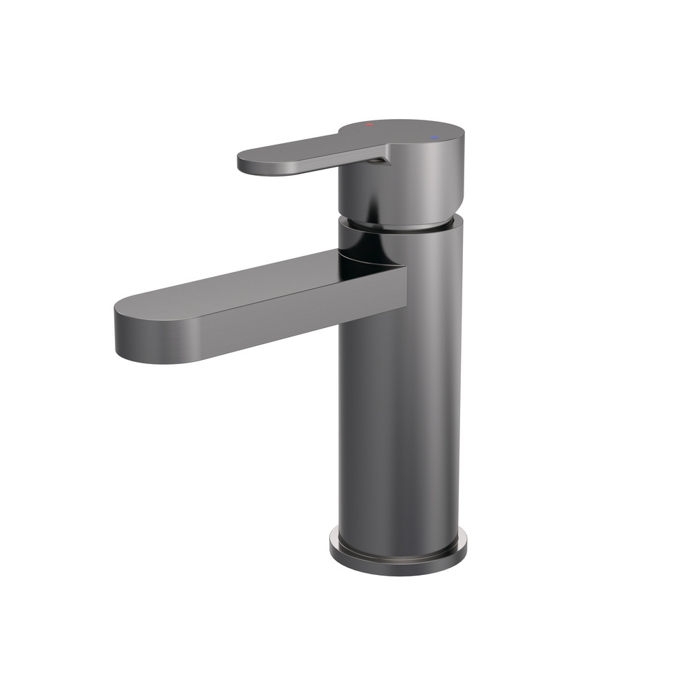 Nuie Arvan Brushed Gunmetal Mono Basin Mixer with Push Button Waste (1)