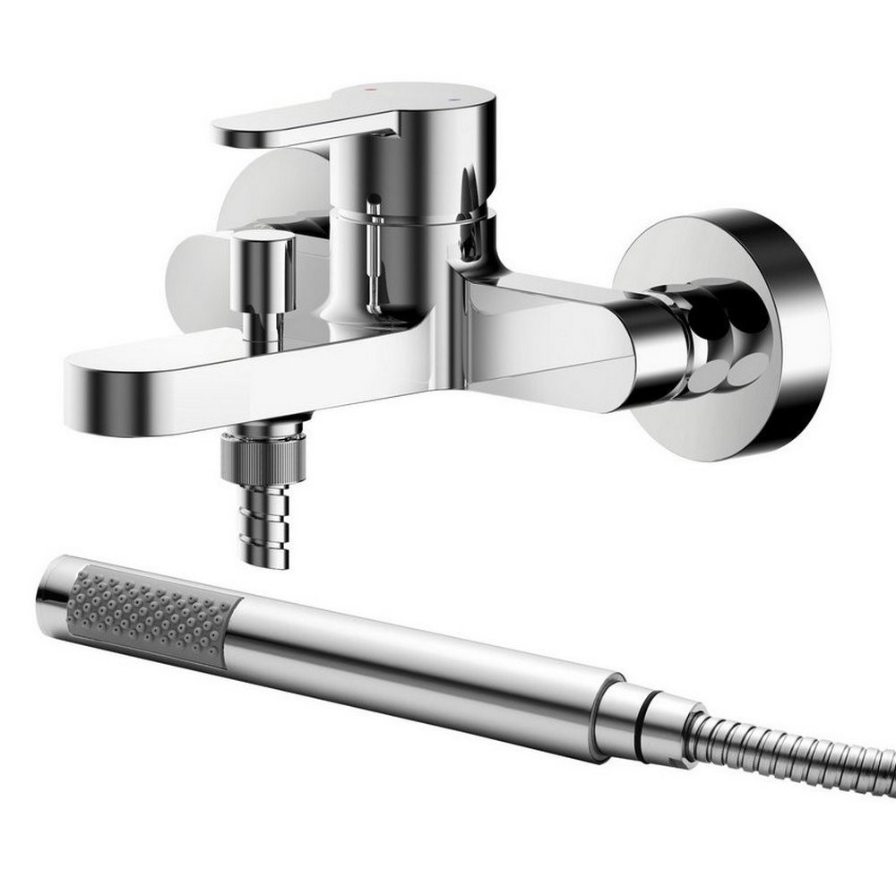 Nuie Arvan Chrome Wall Mounted Bath Shower Mixer With Kit