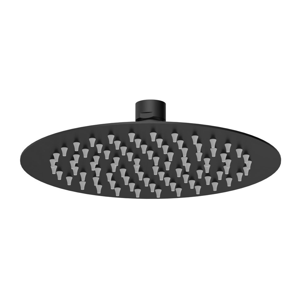 Nuie Arvan Rounded Fixed Shower Head 200mm Black