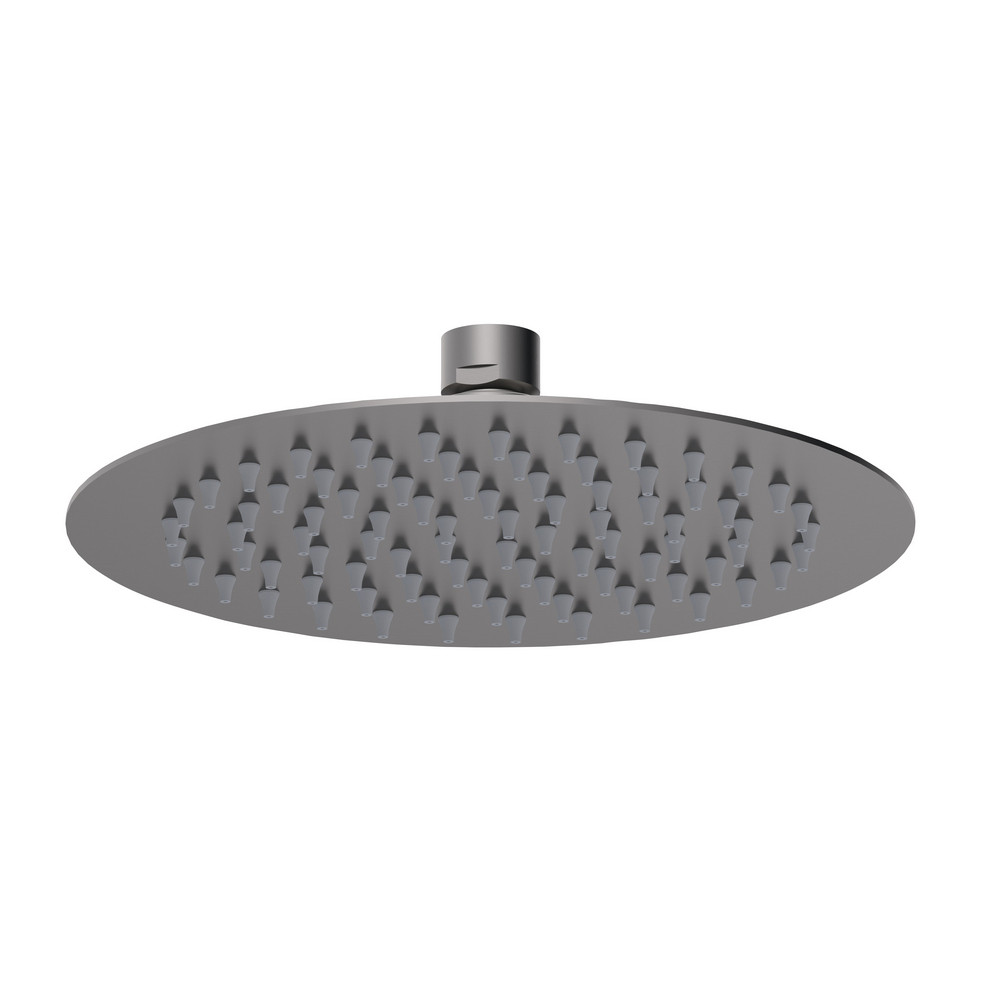 Nuie Arvan Rounded Fixed Shower Head 200mm Brushed Gunmetal