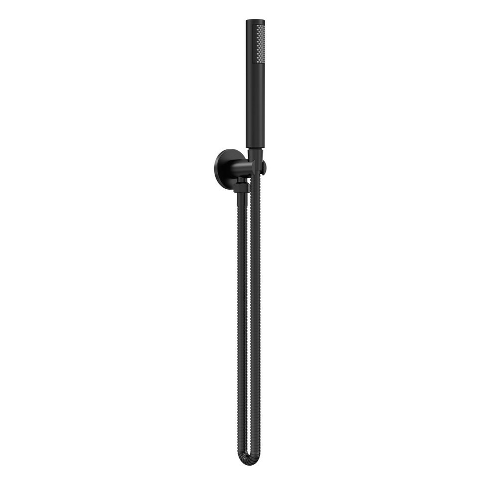 Nuie Arvan Rounded Outlet Elbow with Parking Bracket, Flex and Handset Black