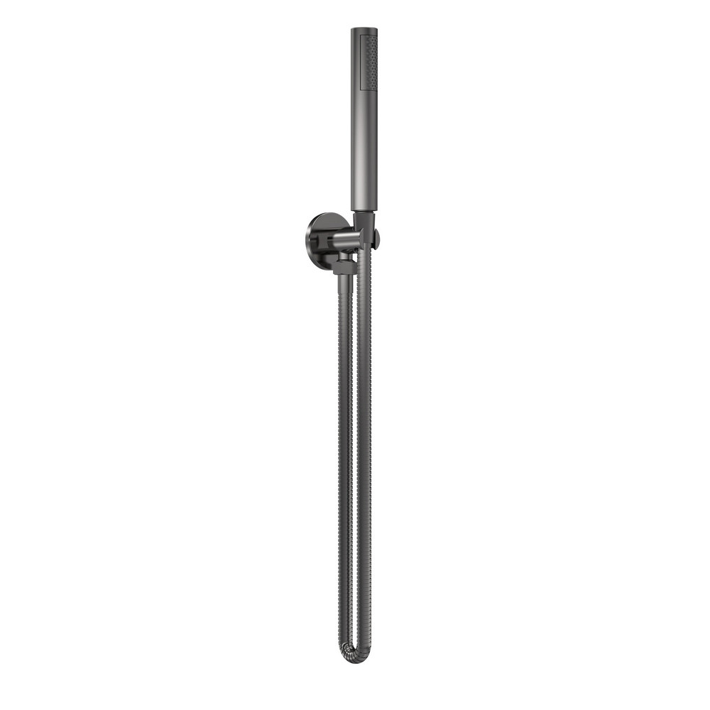Nuie Arvan Rounded Outlet Elbow with Parking Bracket, Flex and Handset Brushed Gunmetal