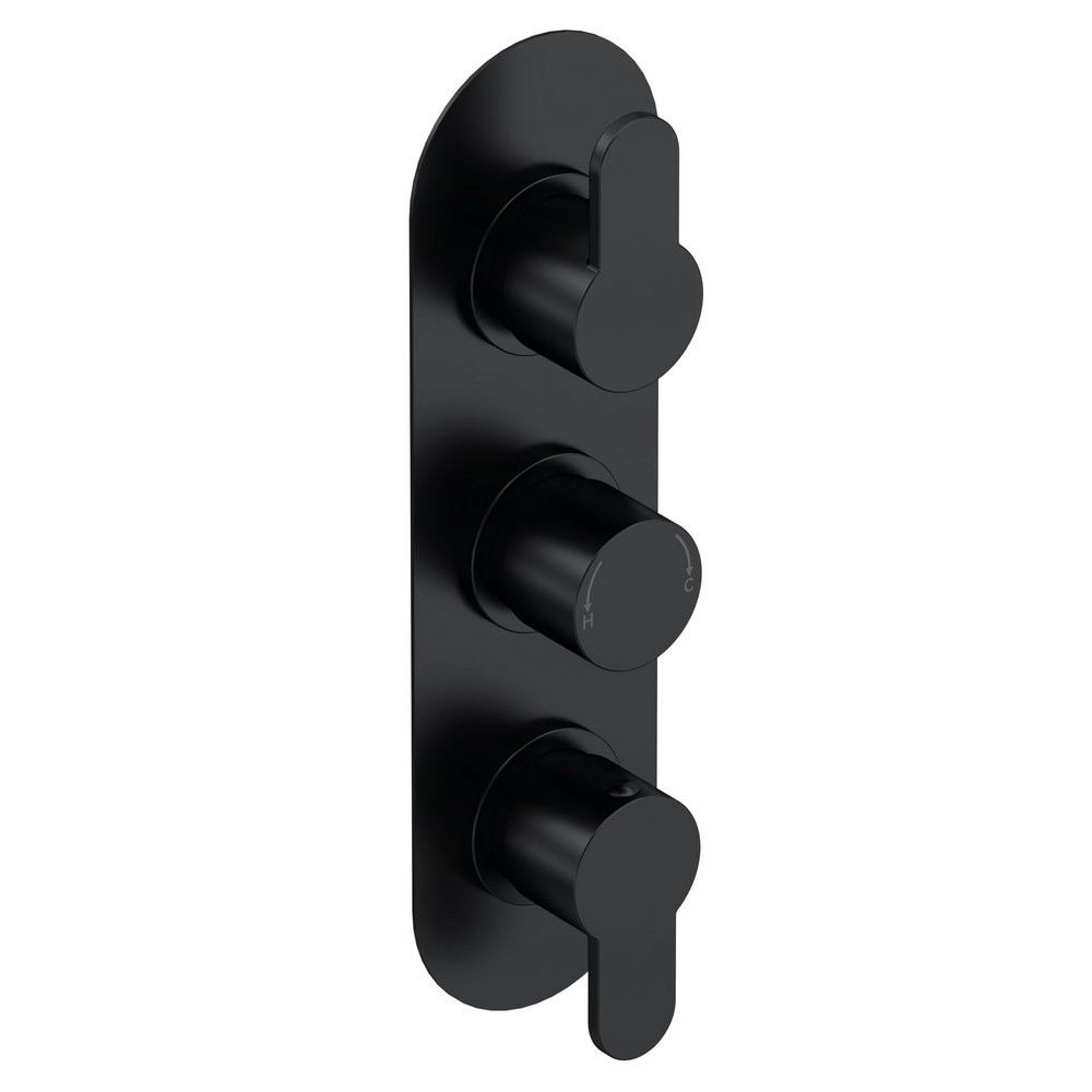 Nuie Arvan Thermostatic Triple Valve Black