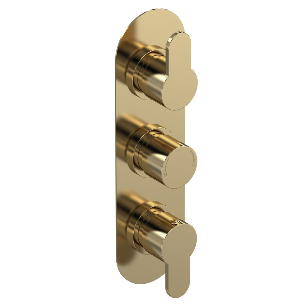 Nuie Arvan Thermostatic Triple Valve Brushed Brass