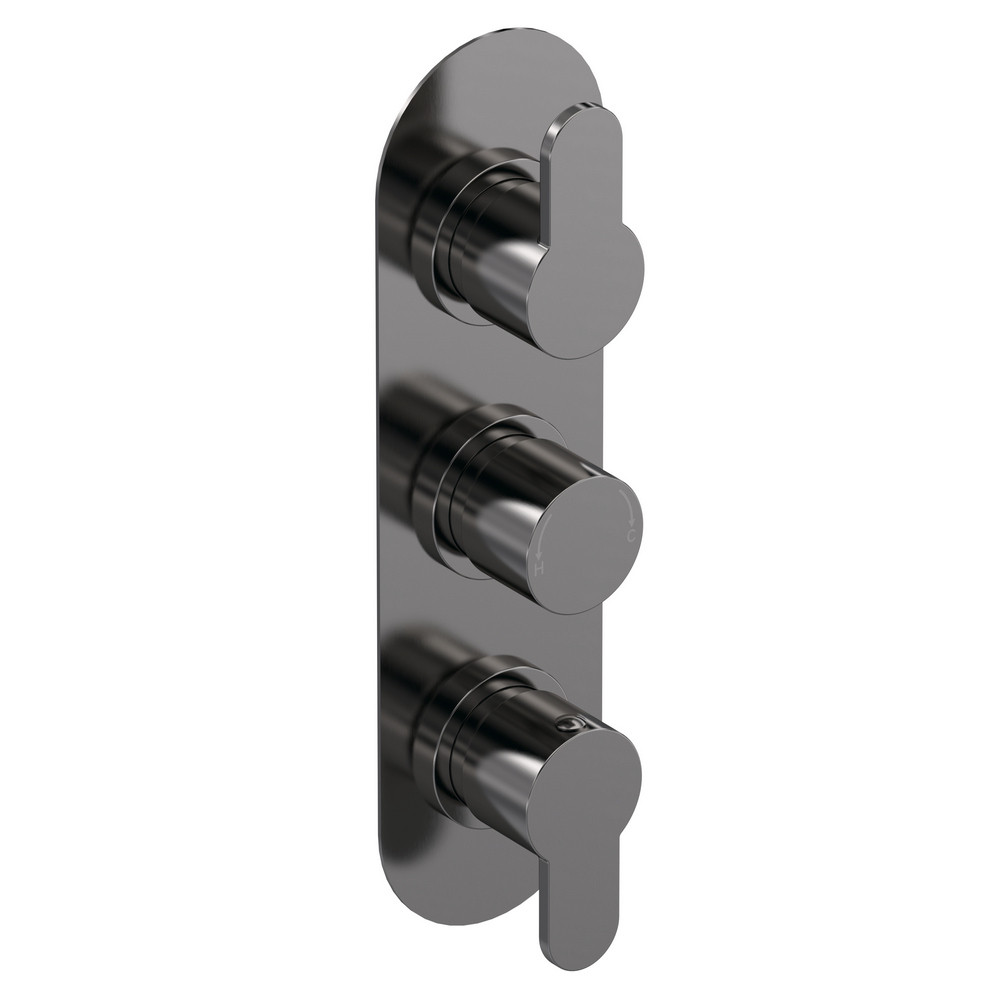 Nuie Arvan Thermostatic Triple Valve with Diverter Brushed Gunmetal