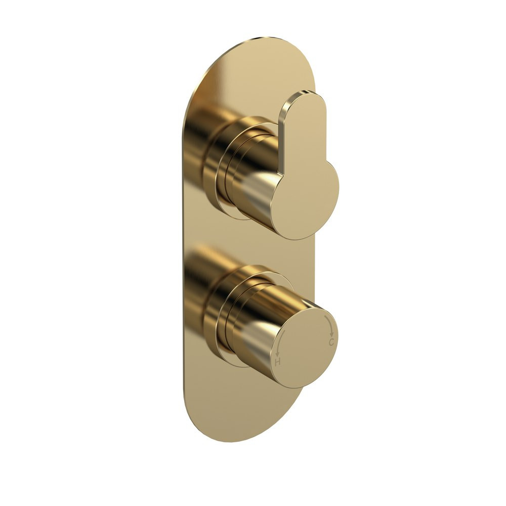 Nuie Arvan Thermostatic Twin Valve Brushed Brass