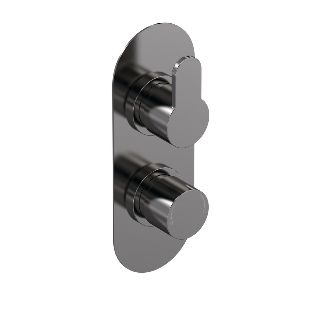 Nuie Arvan Thermostatic Twin Valve Brushed Gunmetal