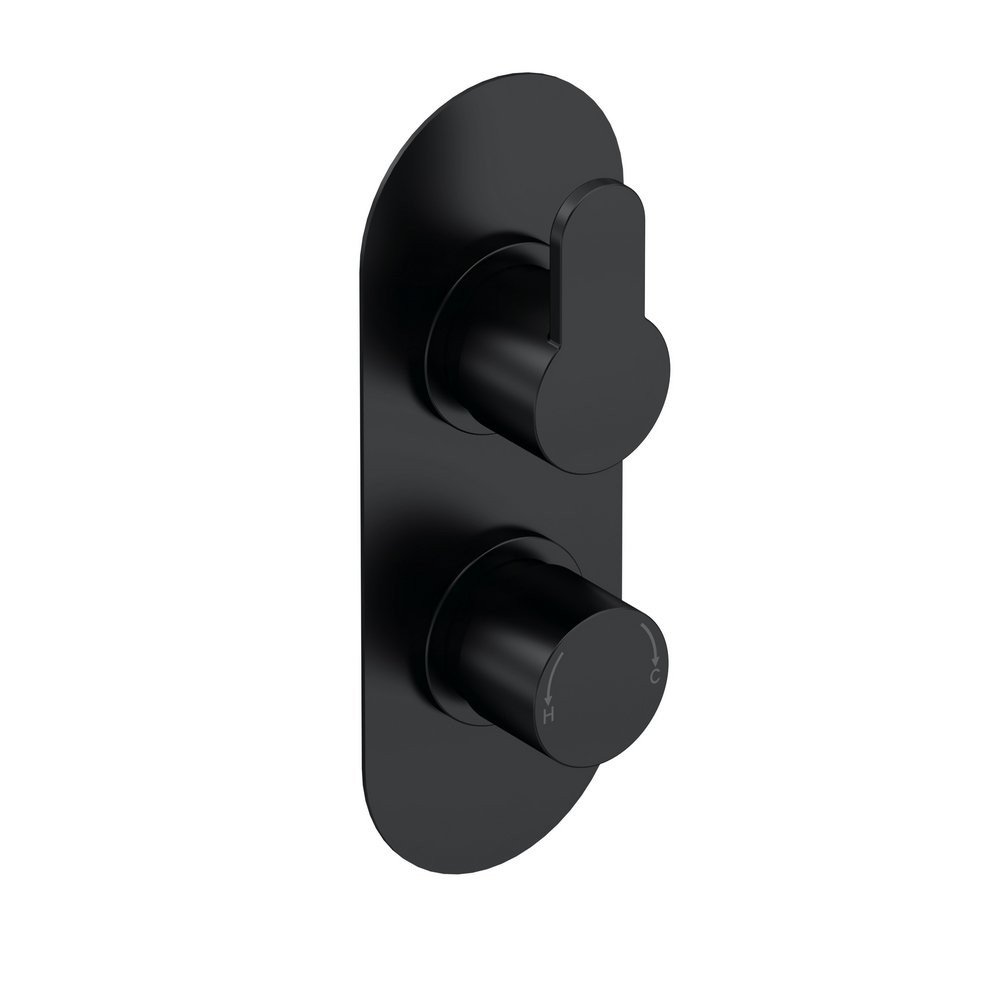 Nuie Arvan Thermostatic Twin Valve with Diverter Black