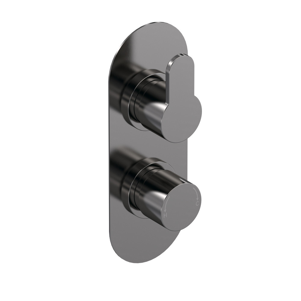 Nuie Arvan Thermostatic Twin Valve with Diverter Brushed Gunmetal
