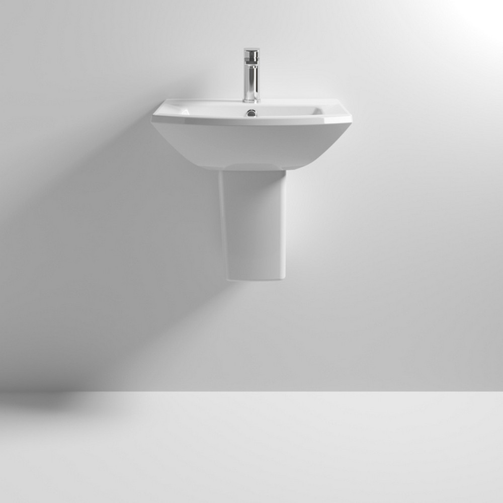 Nuie Asselby 500mm 1TH Basin and Semi Pedestal