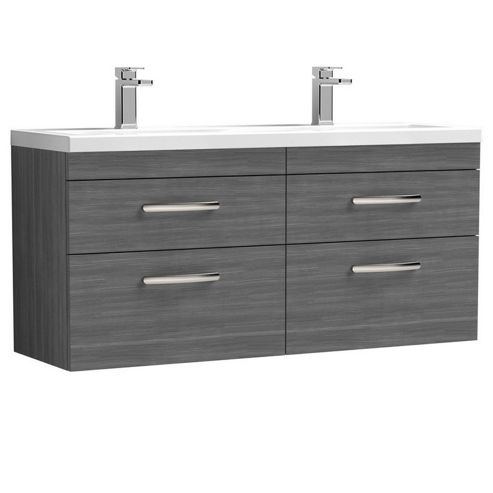 Nuie Athena 1200mm Anthracite Woodgrain Four Drawer Wall Hung Vanity Unit