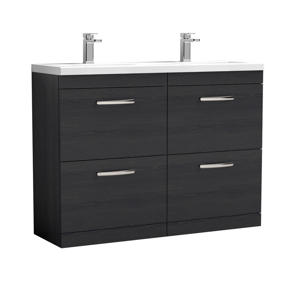 Nuie Athena 1200mm Charcoal Black Woodgrain Floor Standing Four Drawer Vanity Unit (1)