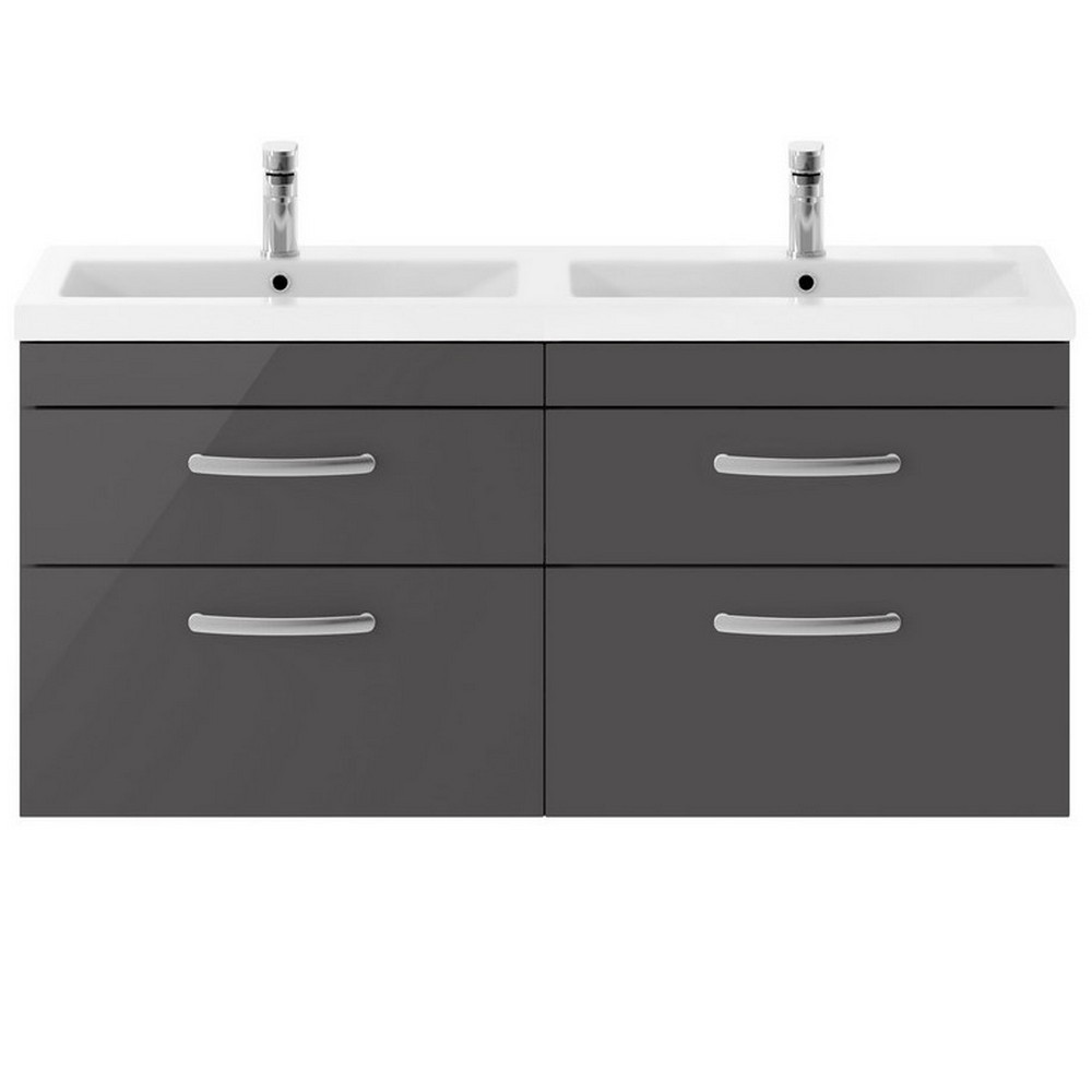 Nuie Athena 1200mm Gloss Grey Four Drawer Wall Hung Vanity Unit