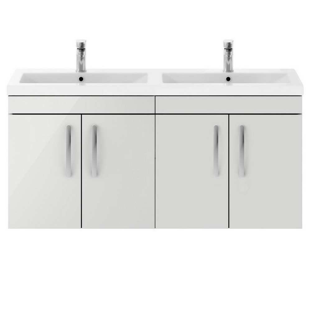 Nuie Athena 1200mm Gloss Grey Mist Four Door Wall Hung Vanity Unit