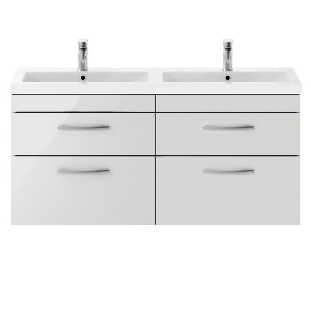 Nuie Athena 1200mm Gloss Grey Mist Four Drawer Wall Hung Vanity Unit