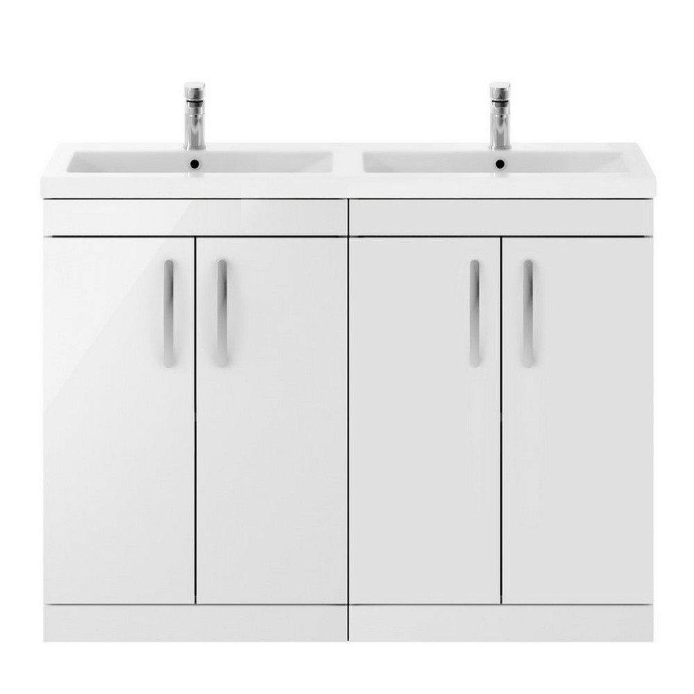 Nuie Athena 1200mm Gloss White Floor Standing Four Door Vanity Unit