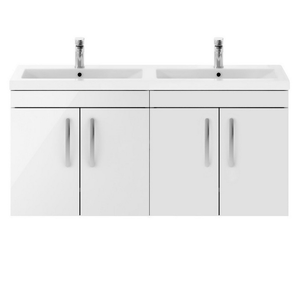 Nuie Athena 1200mm Gloss White Four Door Wall Hung Vanity Unit