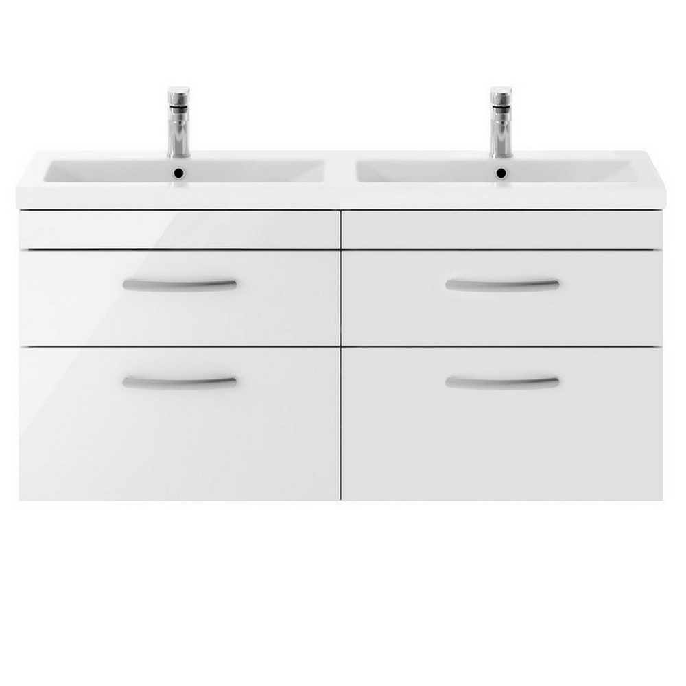 Nuie Athena 1200mm Gloss White Four Drawer Wall Hung Vanity Unit