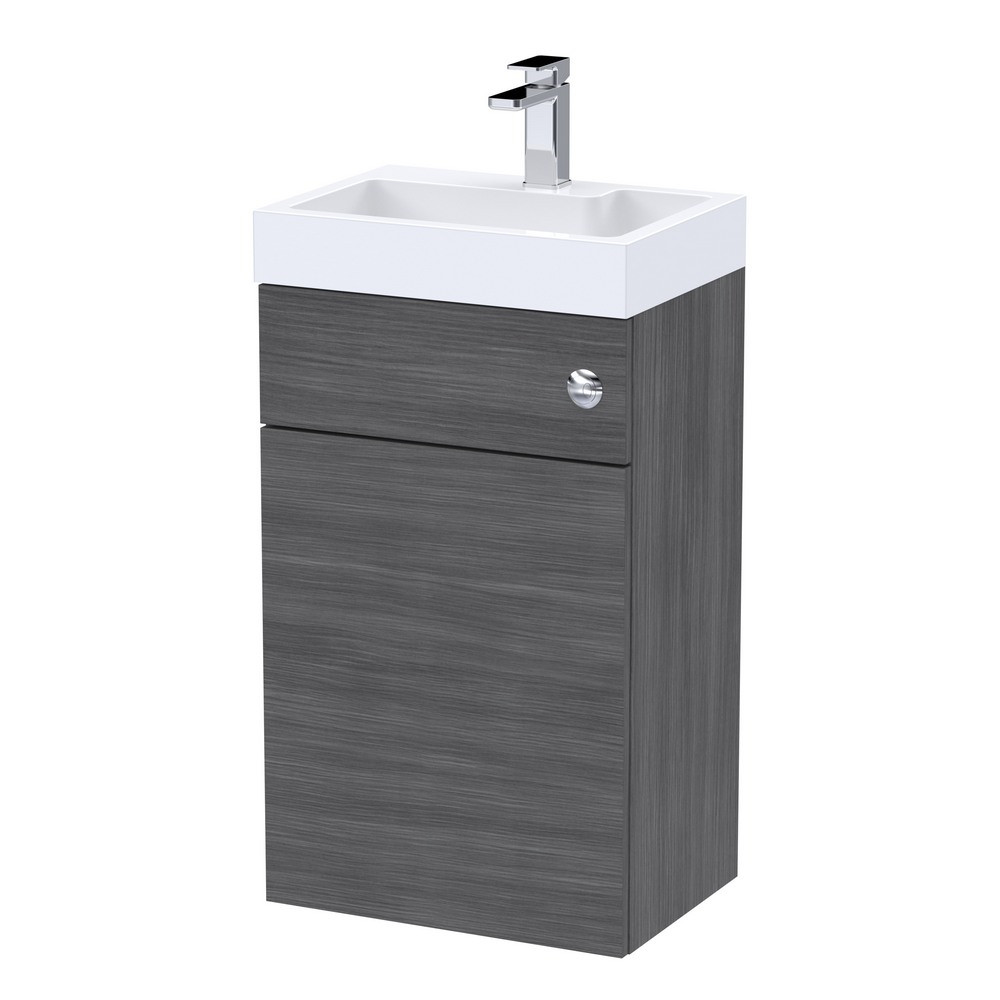 Nuie Athena 2 In 1 Anthracite Woodgrain WC and Vanity Unit