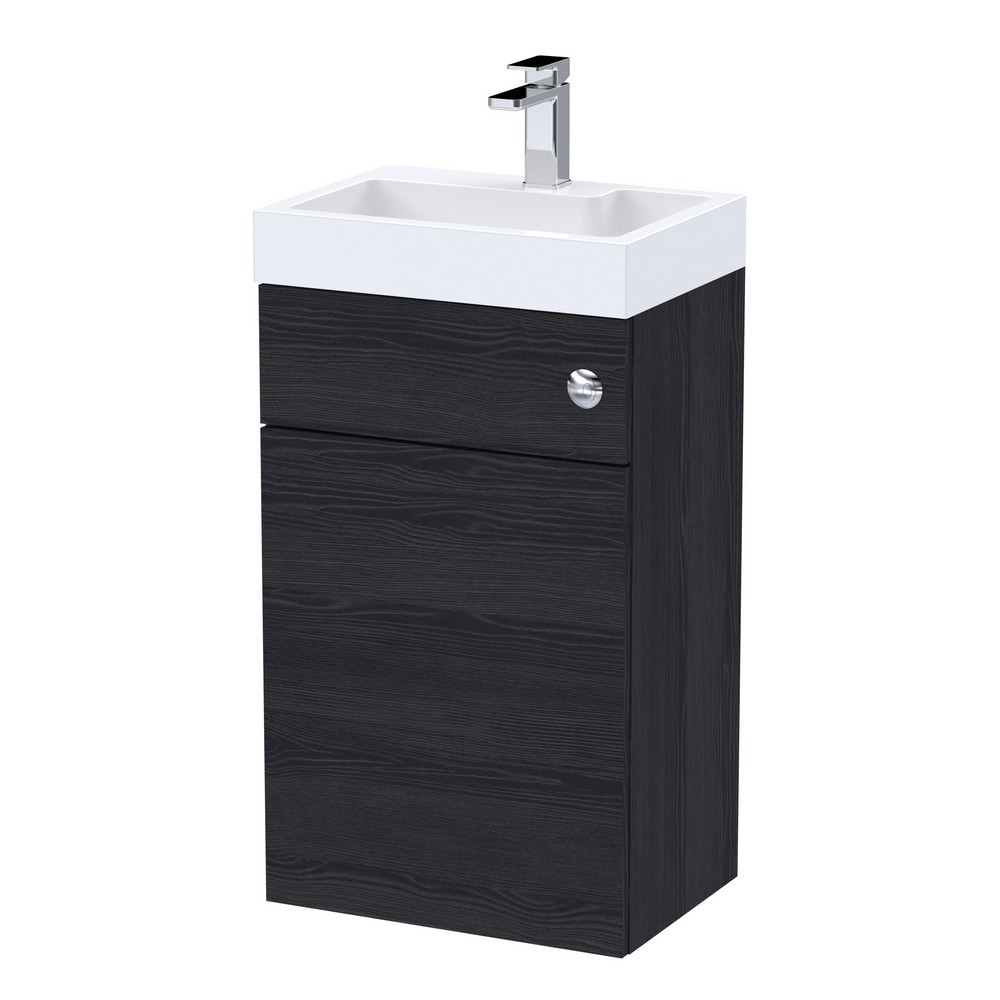 Nuie Athena 2 In 1 Charcoal Black Woodgrain WC and Vanity Unit