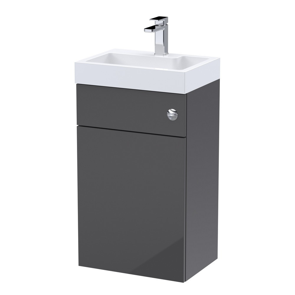 Nuie Athena 2 In 1 Gloss Grey WC and Vanity Unit