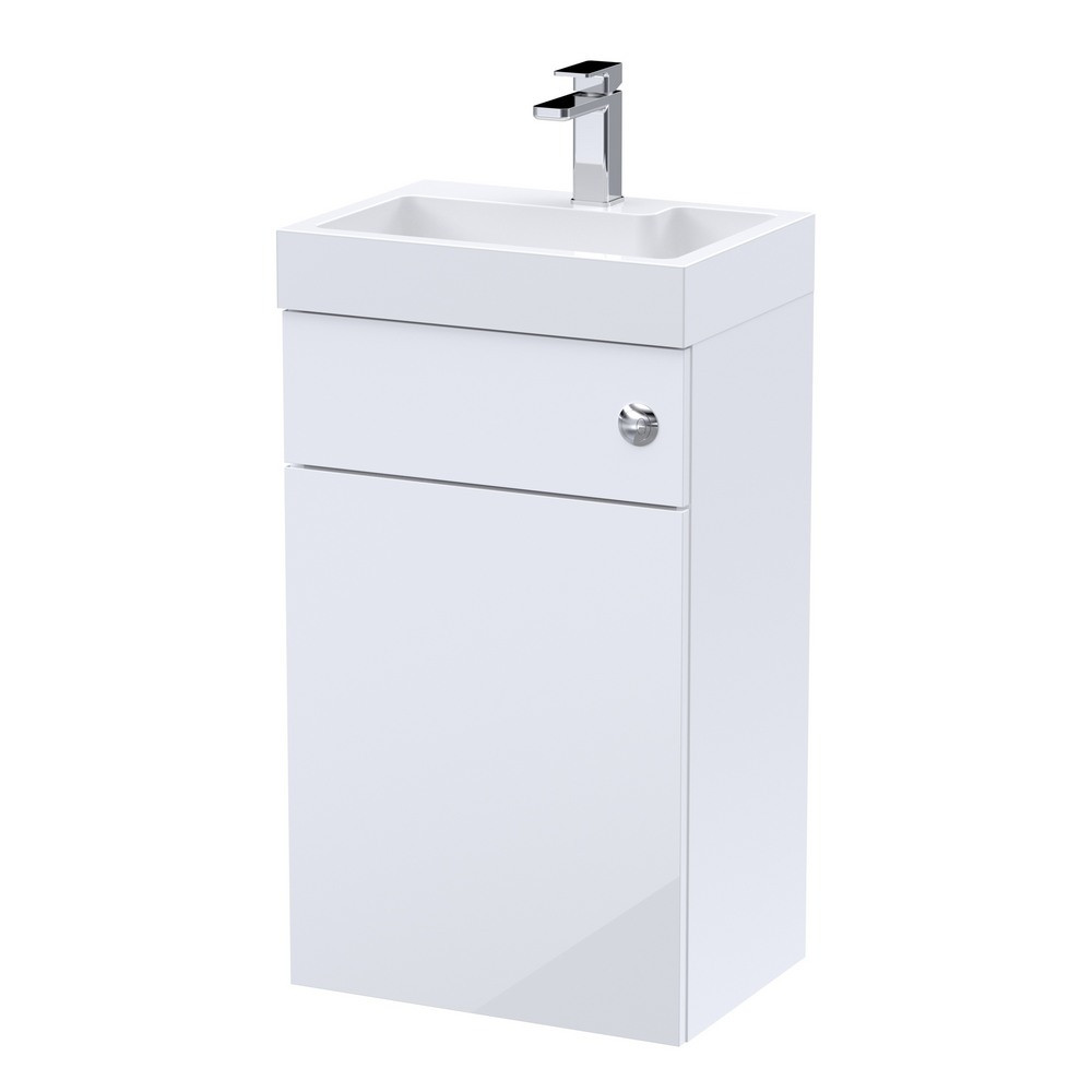 Nuie Athena 2 In 1 Gloss White WC and Vanity Unit