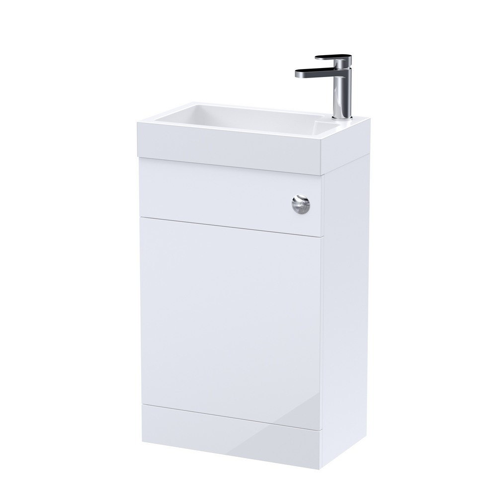 Nuie Athena 2 In 1 Slimline Gloss White WC and Vanity Unit