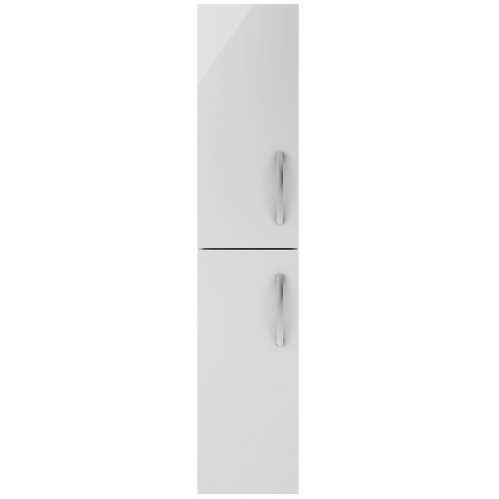 Nuie Athena 300mm Gloss Grey Mist Wall Hung Tall Unit Double Door
