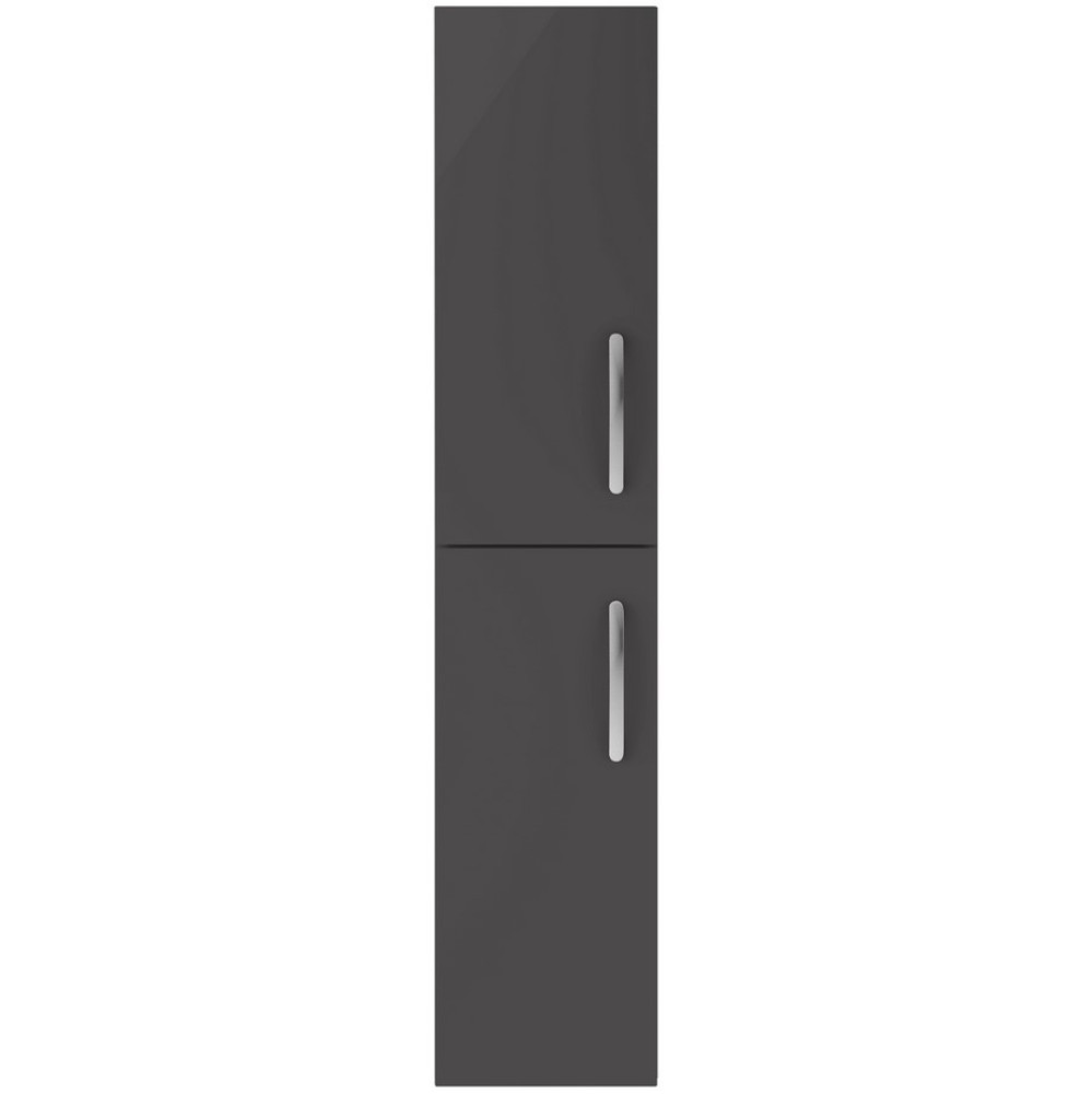 Nuie Athena 300mm Gloss Grey Wall Hung Tall Unit Double Door