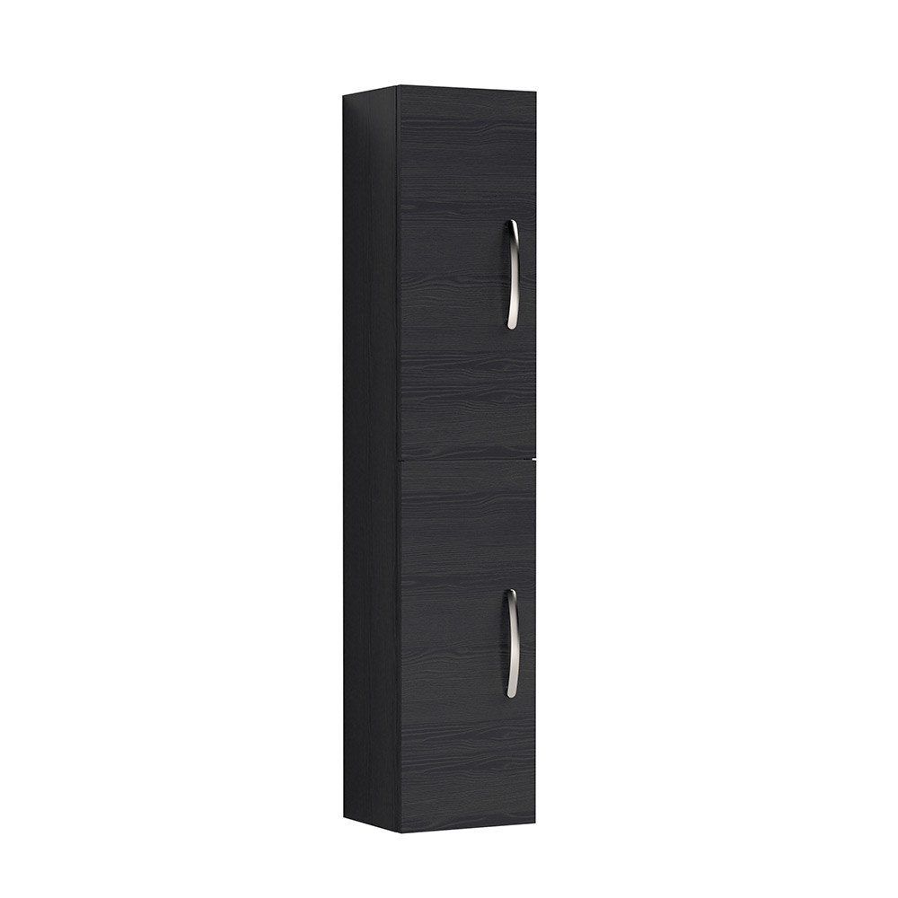 Nuie Athena 300mm Charcoal Black Woodgrain Wall Hung Tall Unit Double Door