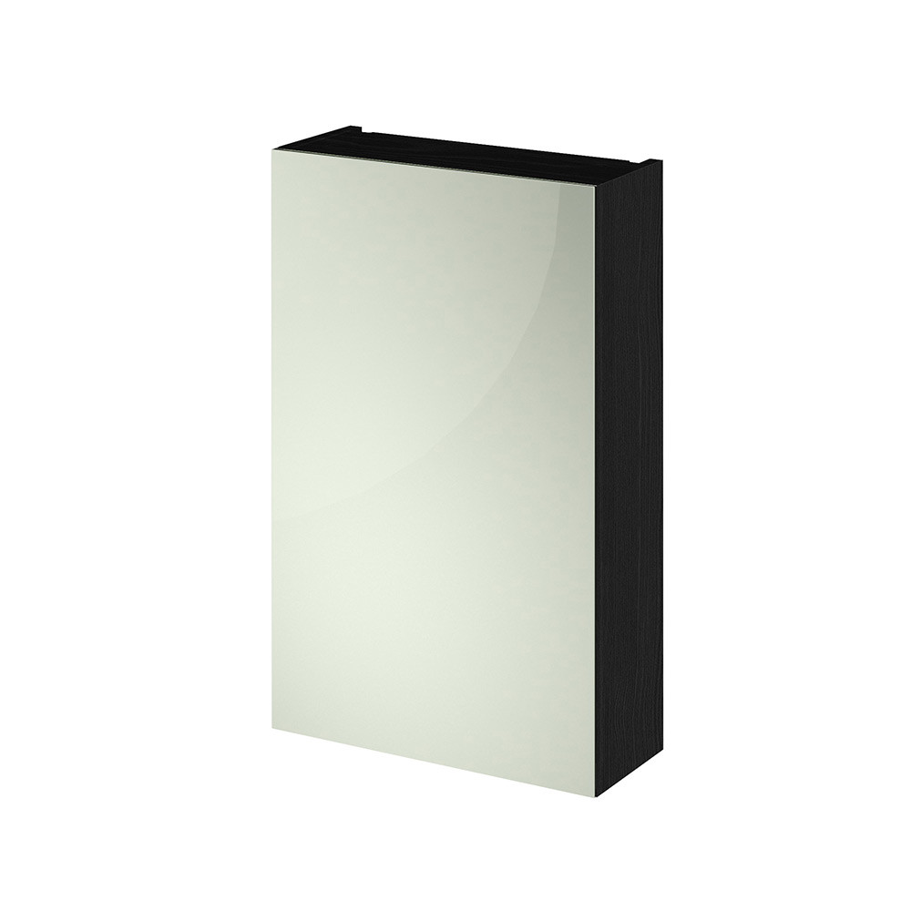 Nuie Athena 450mm Mirror Cabinet Charcoal Black Woodgrain