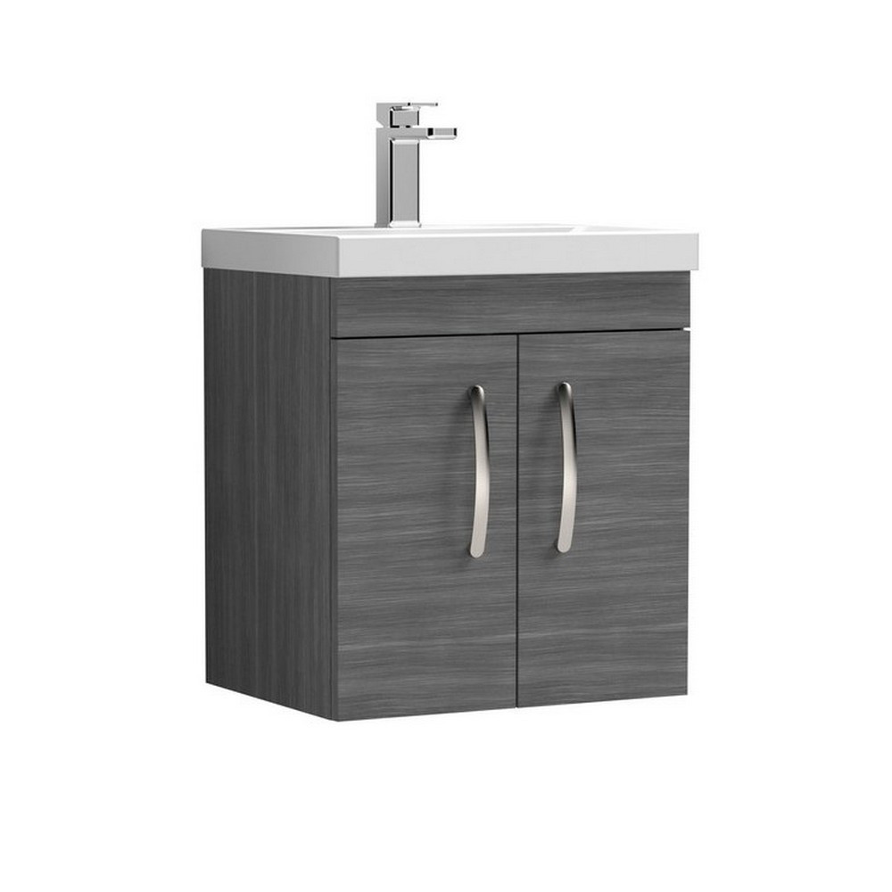 Nuie Athena 500mm Anthracite Woodgrain Two Door Wall Hung Vanity Unit (1)