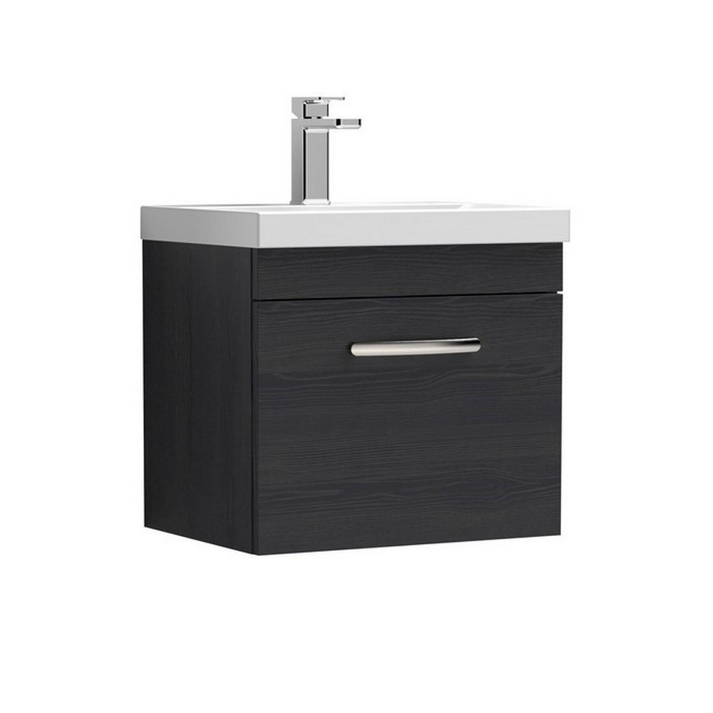 Nuie Athena 500mm Charcoal Black Woodgrain One Drawer Wall Hung Vanity Unit (1)