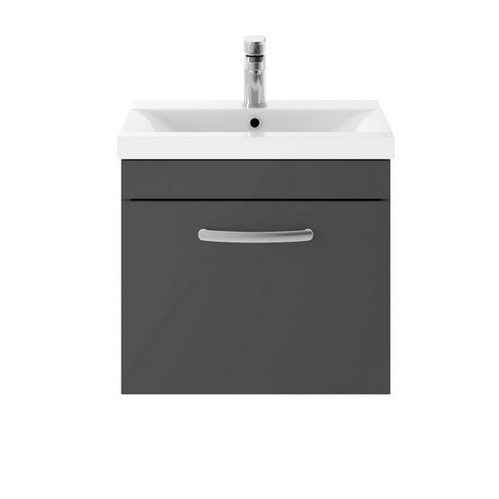 Nuie Athena 500mm Gloss Grey One Drawer Wall Hung Vanity Unit (1)