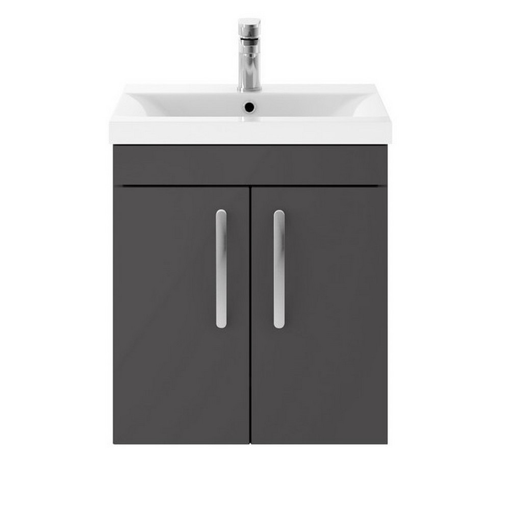 Nuie Athena 500mm Gloss Grey Two Door Wall Hung Vanity Unit (1)