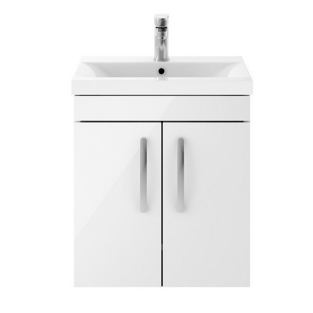Nuie Athena 500mm Gloss White Two Door Wall Hung Vanity Unit (1)