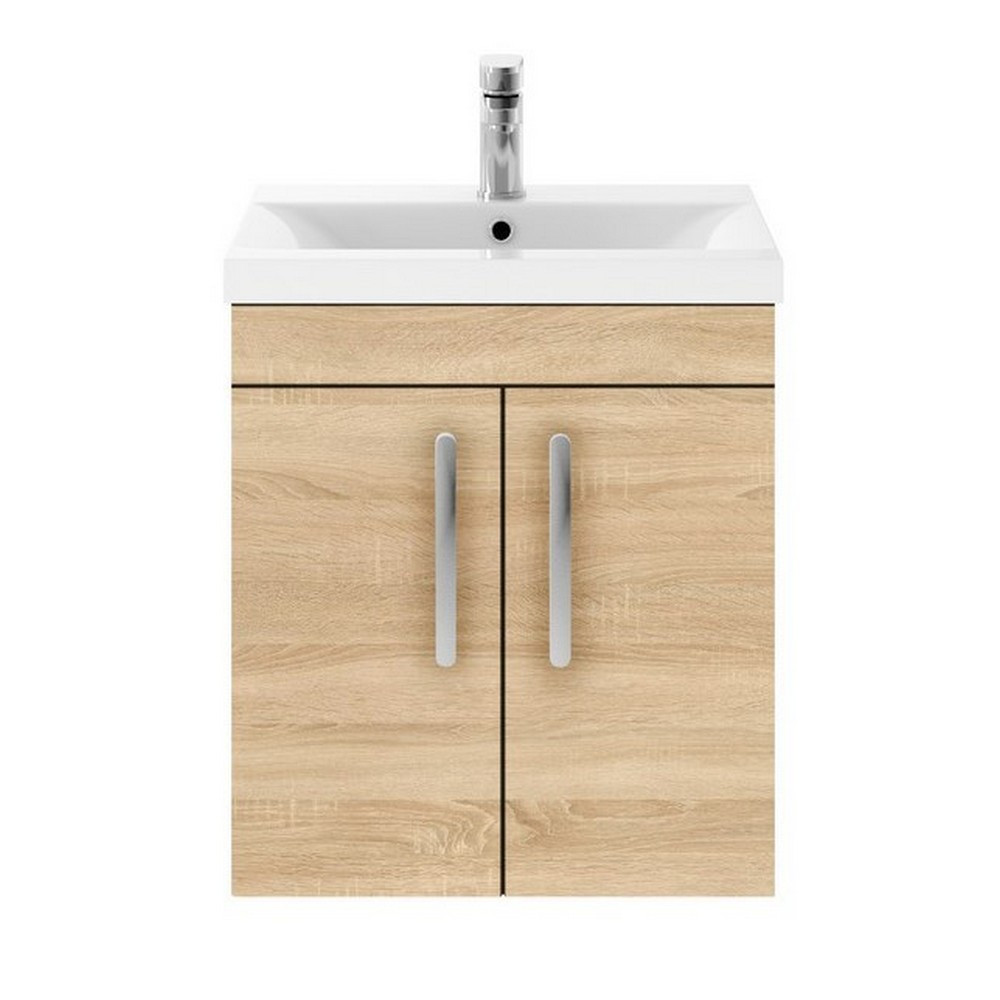 Nuie Athena 500mm Natural Oak Two Door Wall Hung Vanity Unit (1)