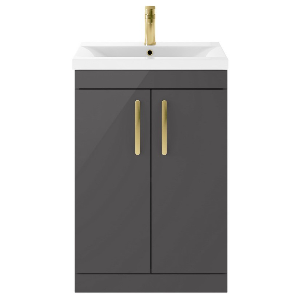 Nuie Athena 600mm Gloss Grey Floor Standing Vanity Unit with Basin (1)