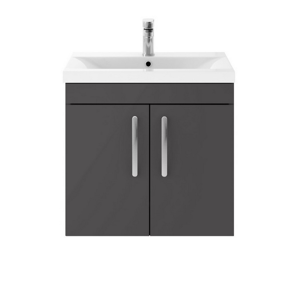 Nuie Athena 600mm Gloss Grey Two Door Wall Hung Vanity Unit (1)