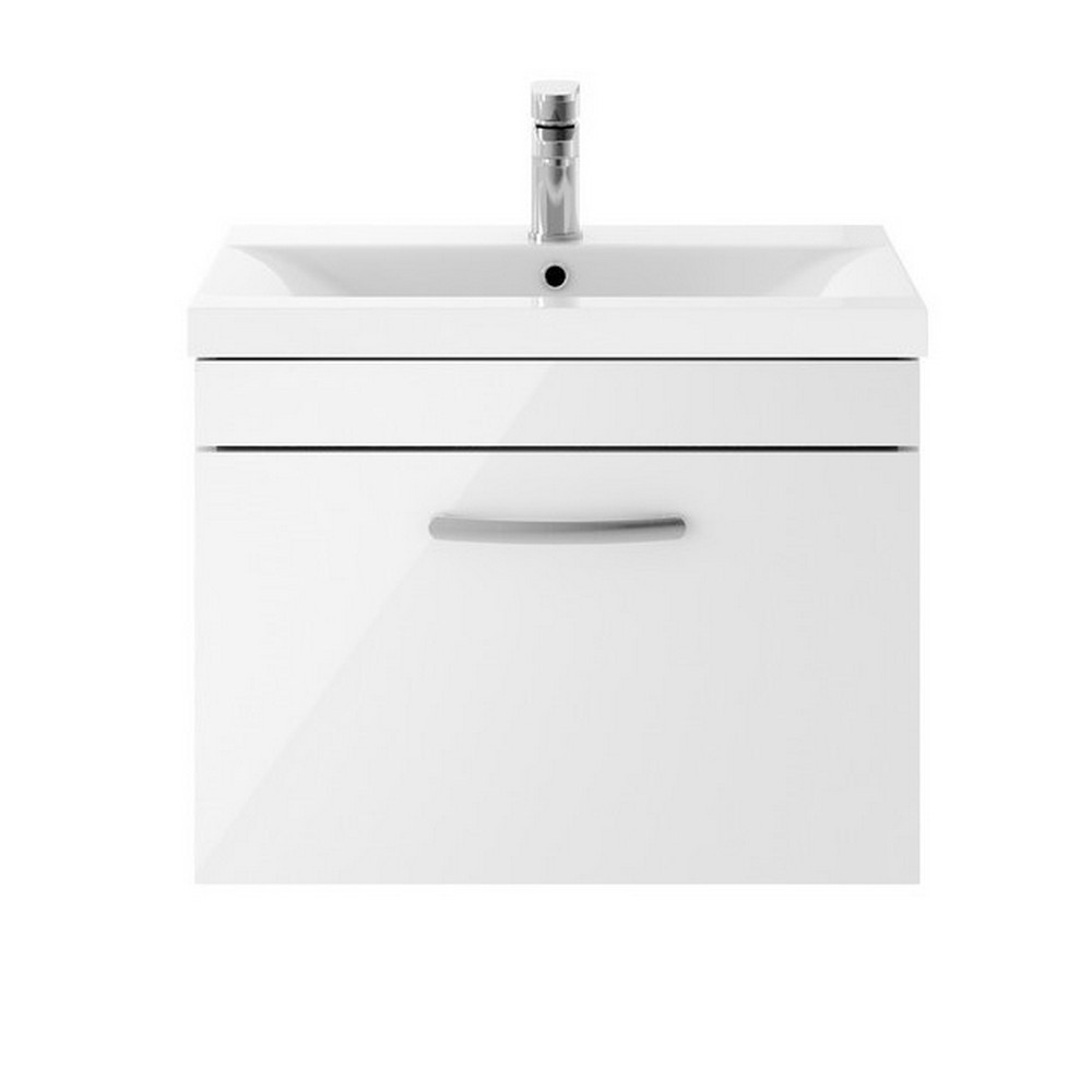 Nuie Athena 600mm Gloss White One Drawer Wall Hung Vanity Unit
