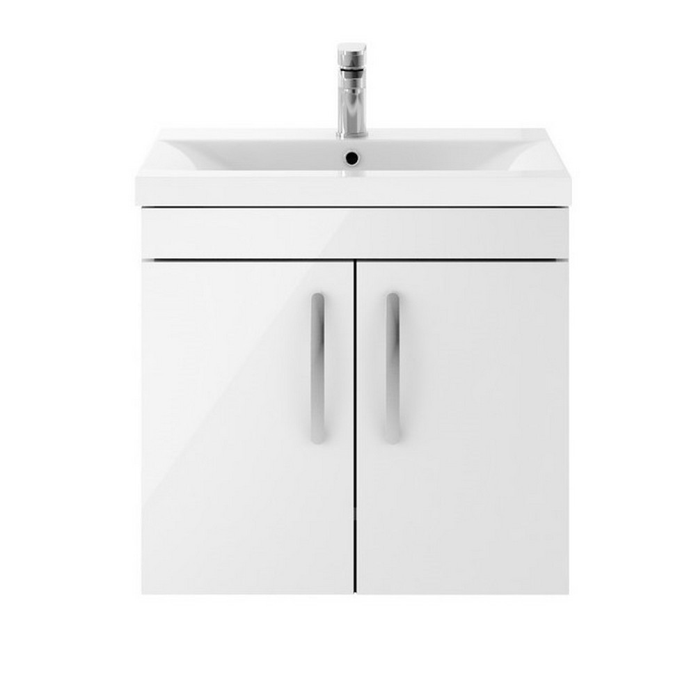 Nuie Athena 600mm Gloss White Two Door Wall Hung Vanity Unit (1)