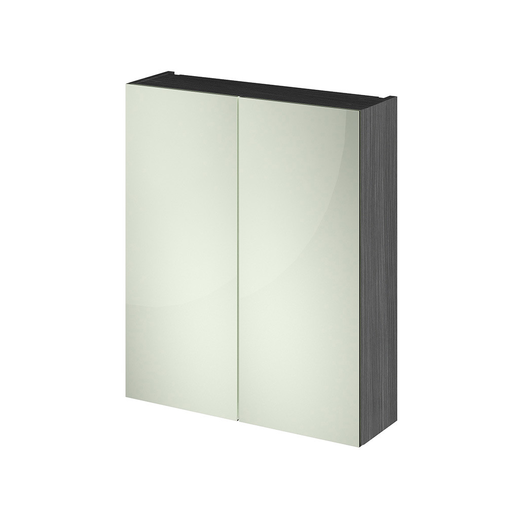 Nuie Athena 600mm Mirror Cabinet 50/50 Anthracite Woodgrain