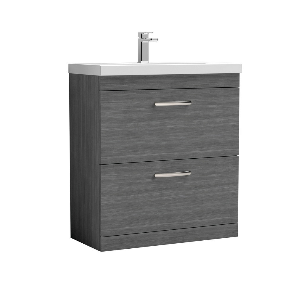Nuie Athena 800mm Anthracite Woodgrain Floor Standing Vanity Unit with Basin